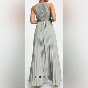 ASOS design bridesmaid pleated maxi dress with satin wrap waist